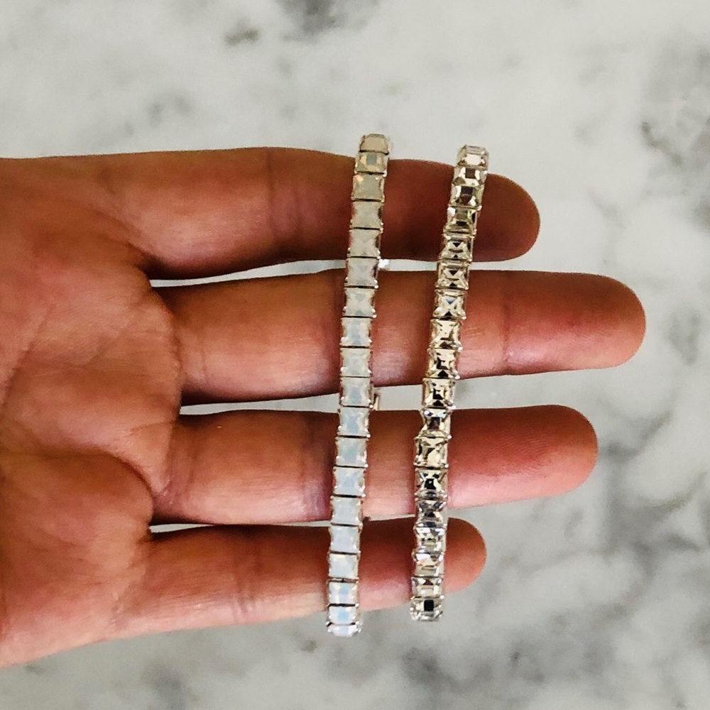 2X crystal expandable wire bracelets bangle